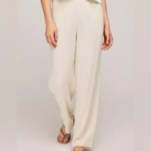 NWT simply manakin linen Chic Cream Wide Leg Women's Pants